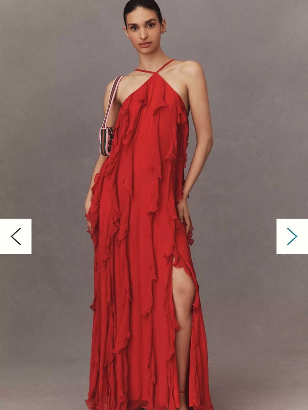 Red Ruffle Halter Women's Top - Picture 2 of 13
